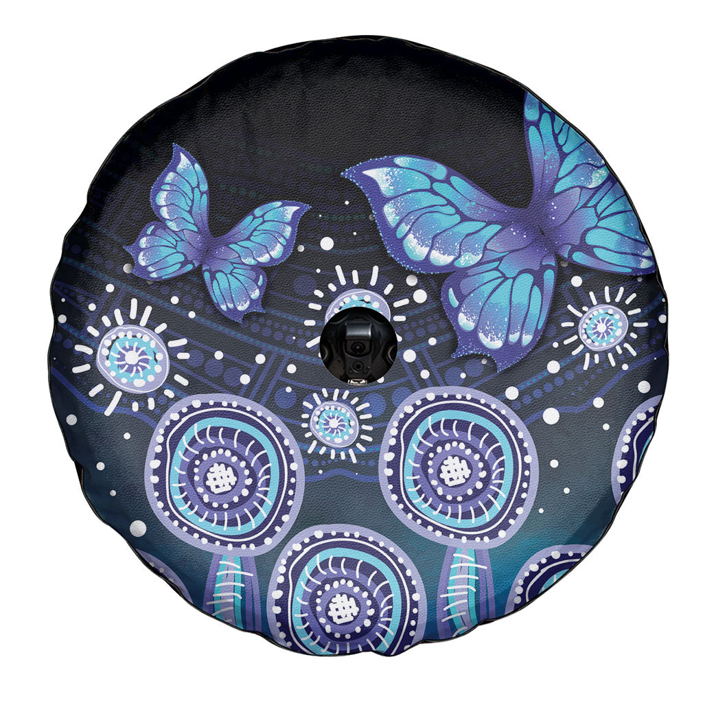 Dreamy Butterfly Collar Australia Purple Teal Hopeful Sky Spare Tire Cover Indigenous Aboriginal Art