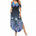 Dreamy Butterfly Collar Australia Purple Teal Hopeful Sky Summer Maxi Dress Indigenous Aboriginal Art