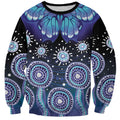 Dreamy Butterfly Collar Australia Purple Teal Hopeful Sky Sweatshirt Indigenous Aboriginal Art