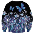 Dreamy Butterfly Collar Australia Purple Teal Hopeful Sky Sweatshirt Indigenous Aboriginal Art
