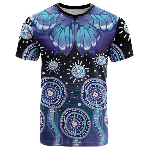 Dreamy Butterfly Collar Australia Purple Teal Hopeful Sky T Shirt Indigenous Aboriginal Art