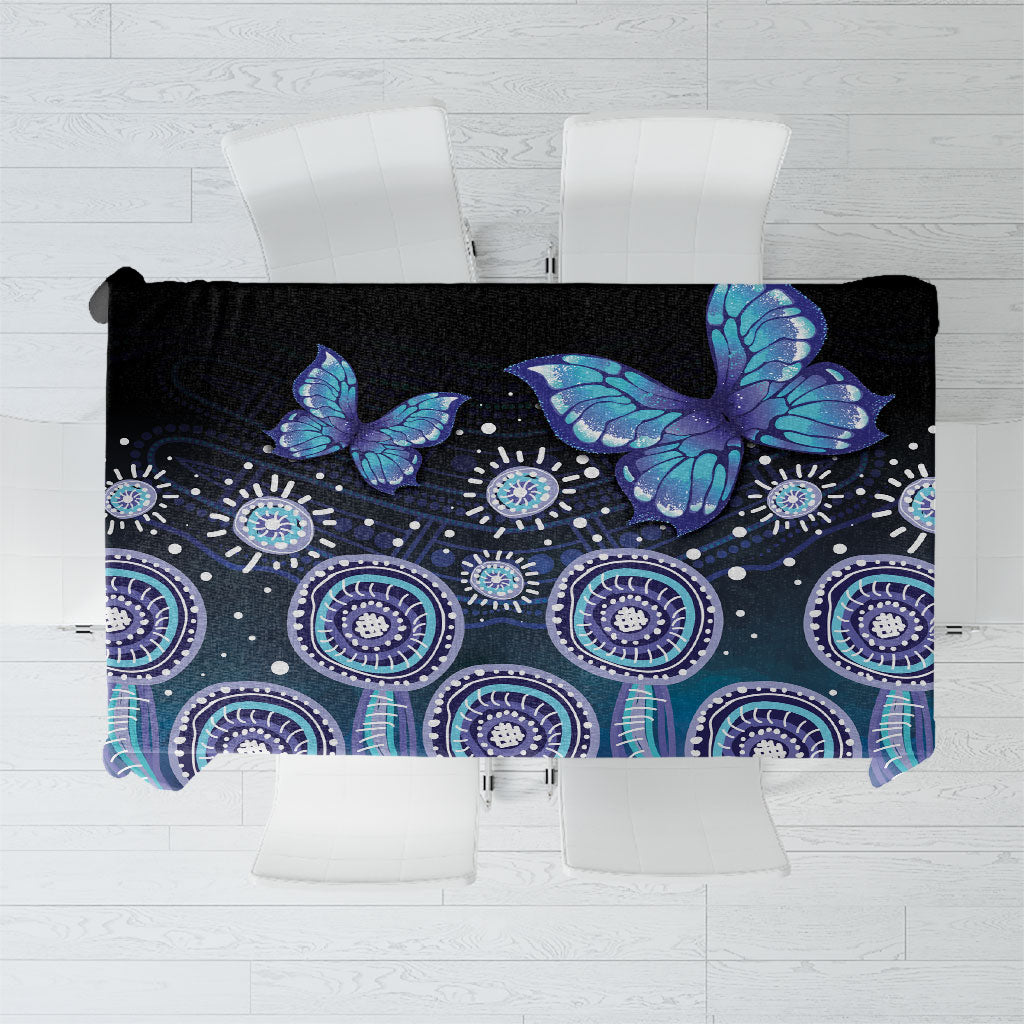 Dreamy Butterfly Collar Australia Purple Teal Hopeful Sky Tablecloth Indigenous Aboriginal Art