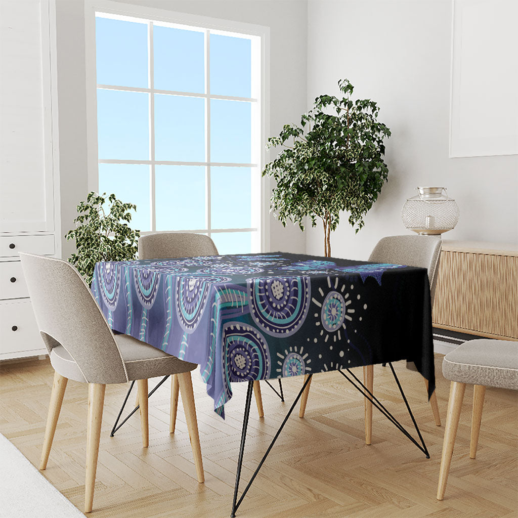 Dreamy Butterfly Collar Australia Purple Teal Hopeful Sky Tablecloth Indigenous Aboriginal Art