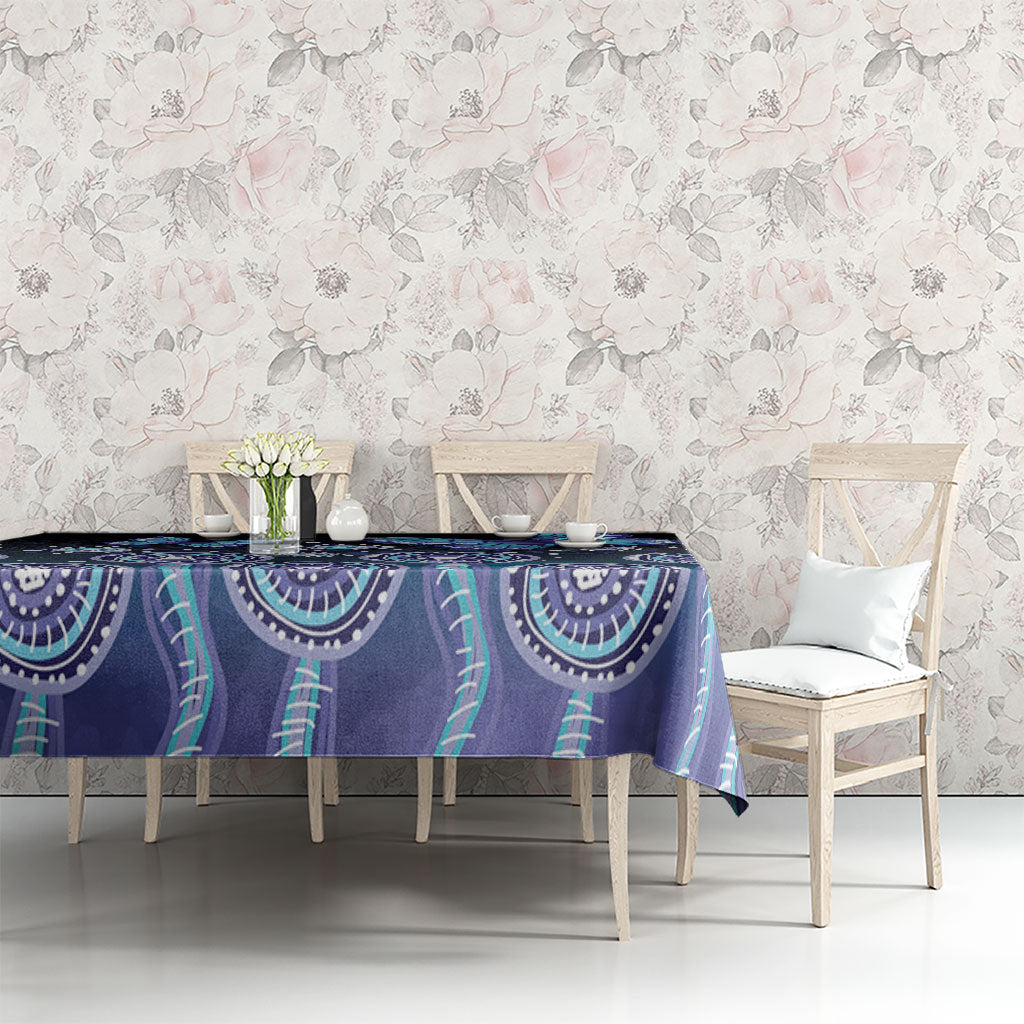 Dreamy Butterfly Collar Australia Purple Teal Hopeful Sky Tablecloth Indigenous Aboriginal Art