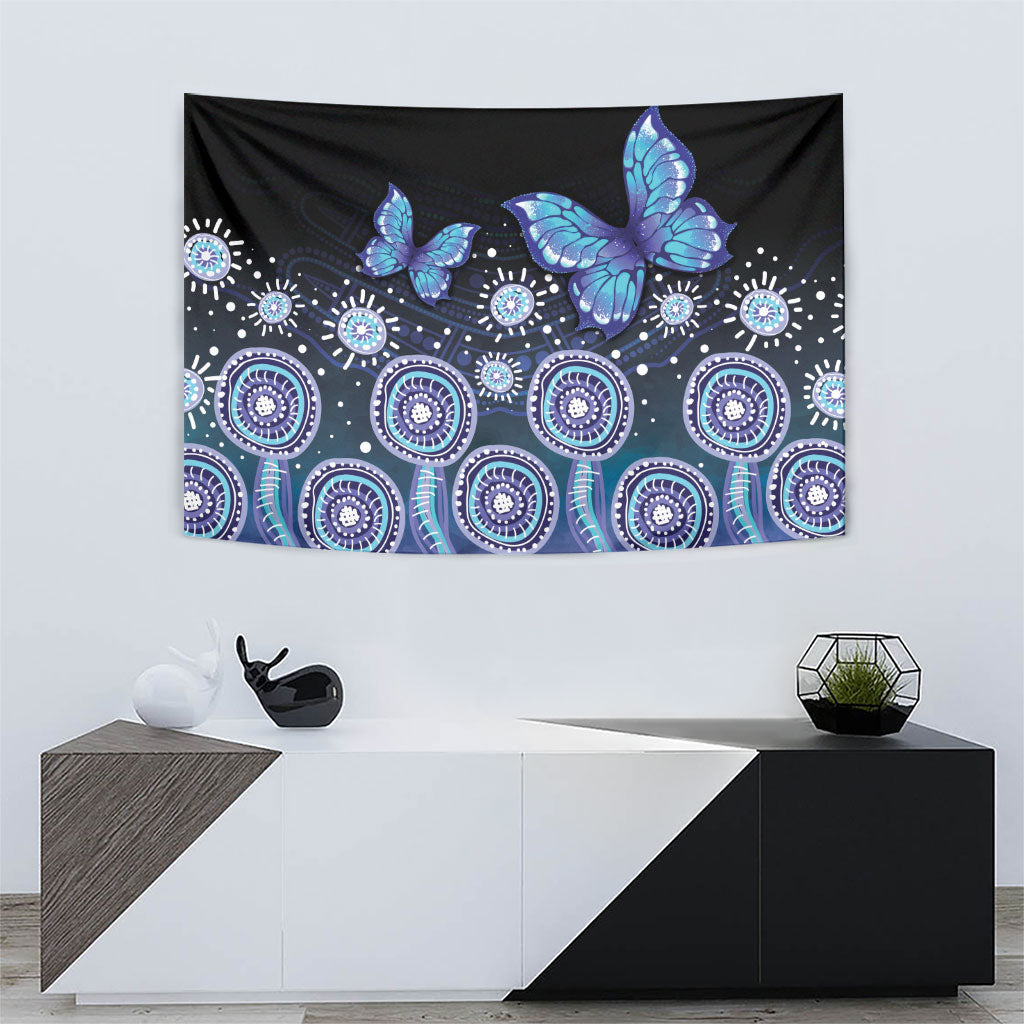 Dreamy Butterfly Collar Australia Purple Teal Hopeful Sky Tapestry Indigenous Aboriginal Art