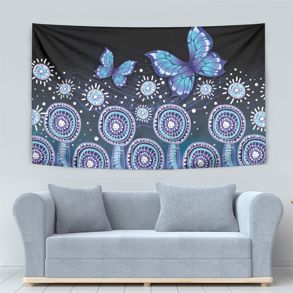 Dreamy Butterfly Collar Australia Purple Teal Hopeful Sky Tapestry Indigenous Aboriginal Art
