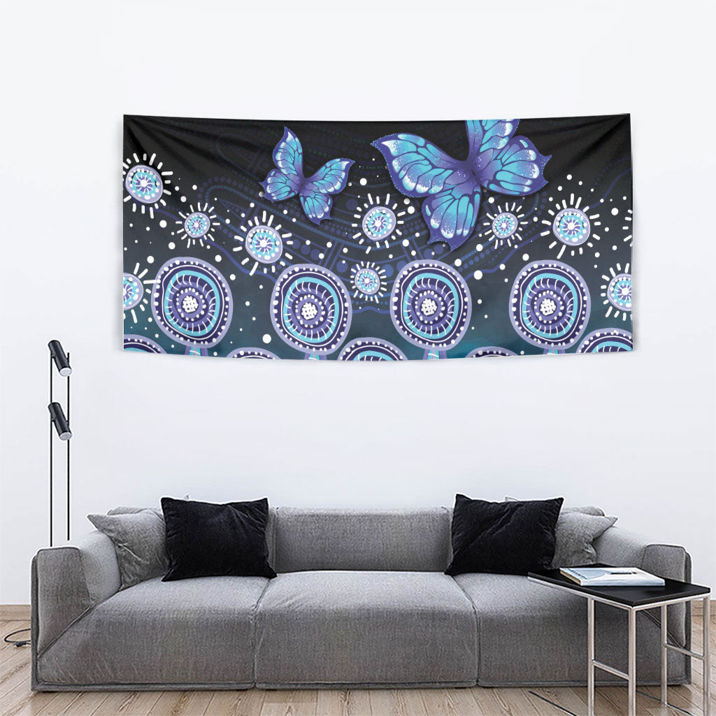 Dreamy Butterfly Collar Australia Purple Teal Hopeful Sky Tapestry Indigenous Aboriginal Art