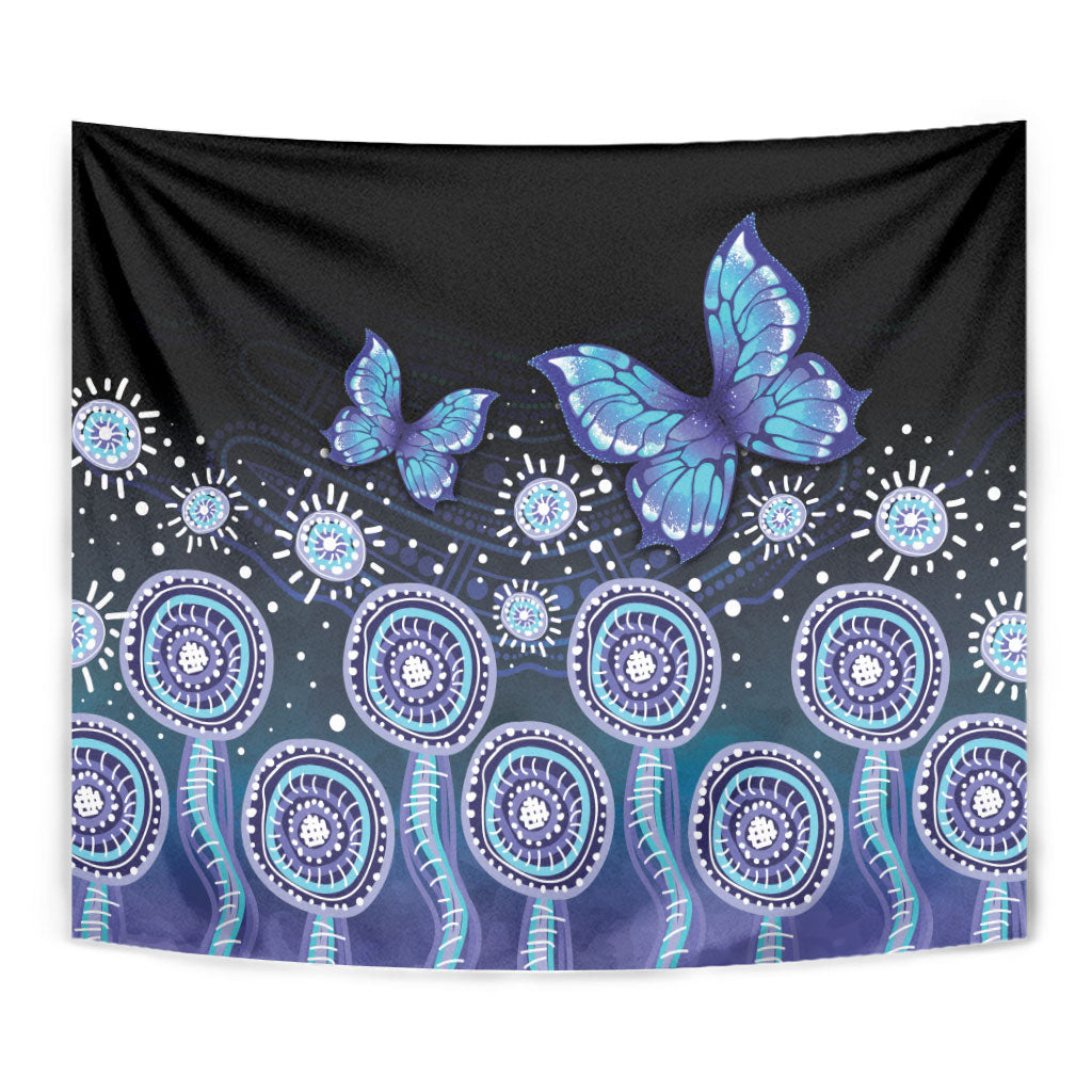 Dreamy Butterfly Collar Australia Purple Teal Hopeful Sky Tapestry Indigenous Aboriginal Art