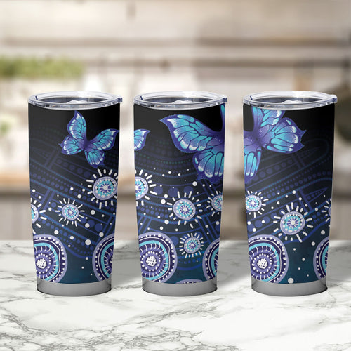 Dreamy Butterfly Collar Australia Purple Teal Hopeful Sky Tumbler Cup Indigenous Aboriginal Art