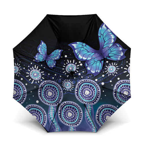 Dreamy Butterfly Collar Australia Purple Teal Hopeful Sky Umbrella Indigenous Aboriginal Art