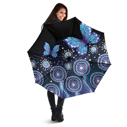 Dreamy Butterfly Collar Australia Purple Teal Hopeful Sky Umbrella Indigenous Aboriginal Art