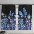 Dreamy Butterfly Collar Australia Purple Teal Hopeful Sky Window Curtain Indigenous Aboriginal Art