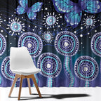 Dreamy Butterfly Collar Australia Purple Teal Hopeful Sky Window Curtain Indigenous Aboriginal Art
