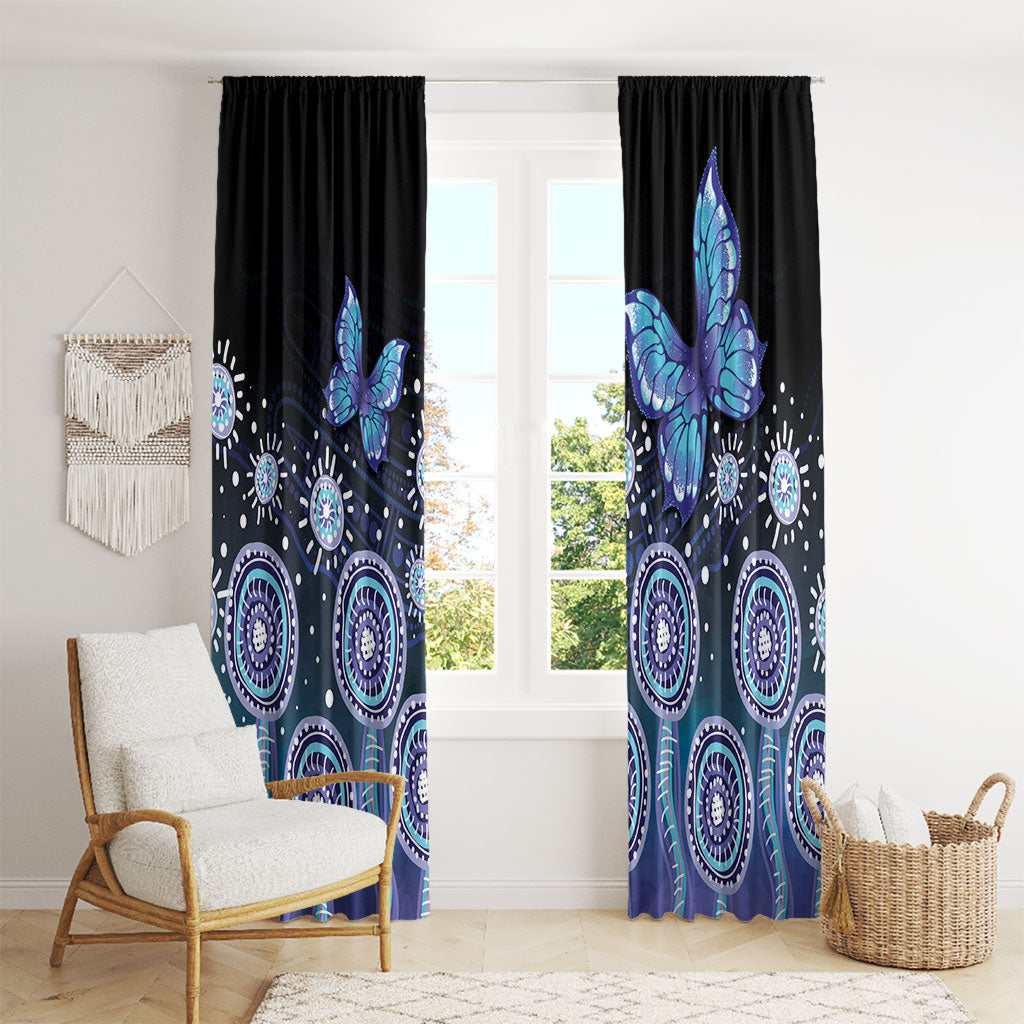 Dreamy Butterfly Collar Australia Purple Teal Hopeful Sky Window Curtain Indigenous Aboriginal Art