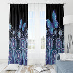 Dreamy Butterfly Collar Australia Purple Teal Hopeful Sky Window Curtain Indigenous Aboriginal Art