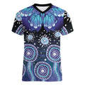 Dreamy Butterfly Collar Australia Purple Teal Hopeful Sky Women V-Neck T-Shirt Indigenous Aboriginal Art