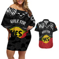 personalised-australia-indigenous-couples-matching-off-shoulder-short-dress-and-hawaiian-shirt-walk-for-yes-2023-aboriginal-flag-style