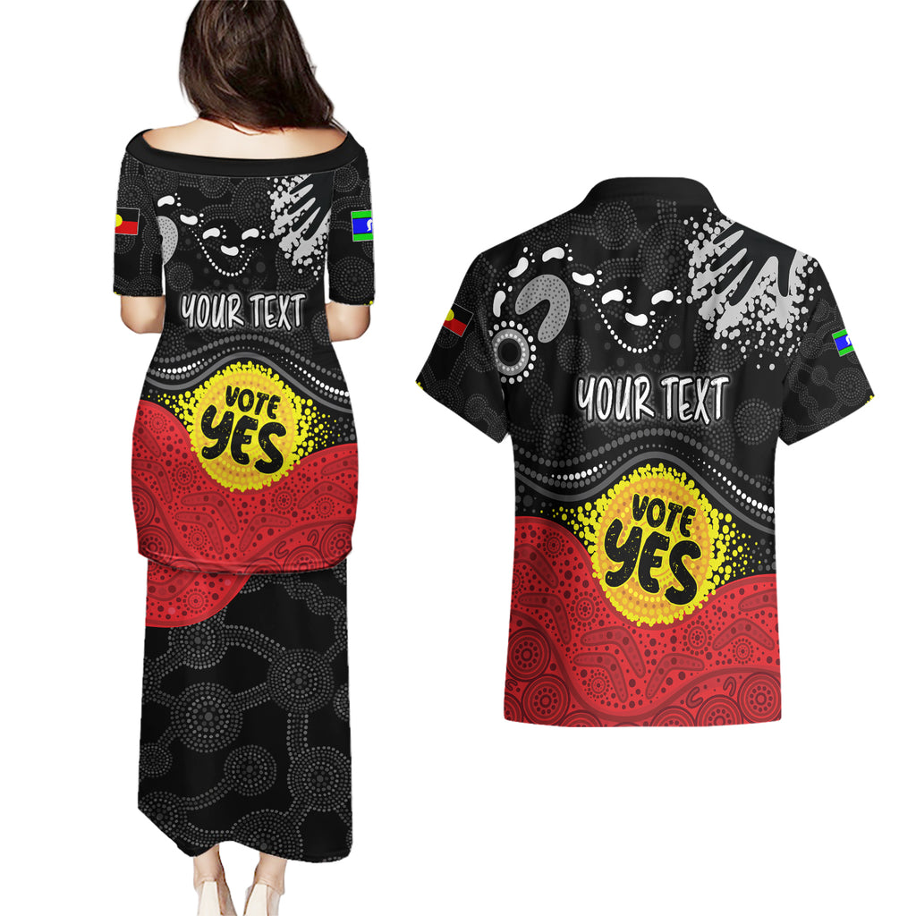 personalised-australia-indigenous-couples-matching-puletasi-dress-and-hawaiian-shirt-walk-for-yes-2023-aboriginal-flag-style