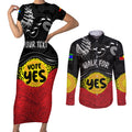 personalised-australia-indigenous-couples-matching-short-sleeve-bodycon-dress-and-long-sleeve-button-shirts-walk-for-yes-2023-aboriginal-flag-style