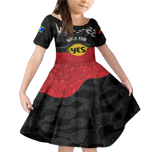 personalised-australia-indigenous-family-matching-mermaid-dress-and-hawaiian-shirt-walk-for-yes-2023-aboriginal-flag-style