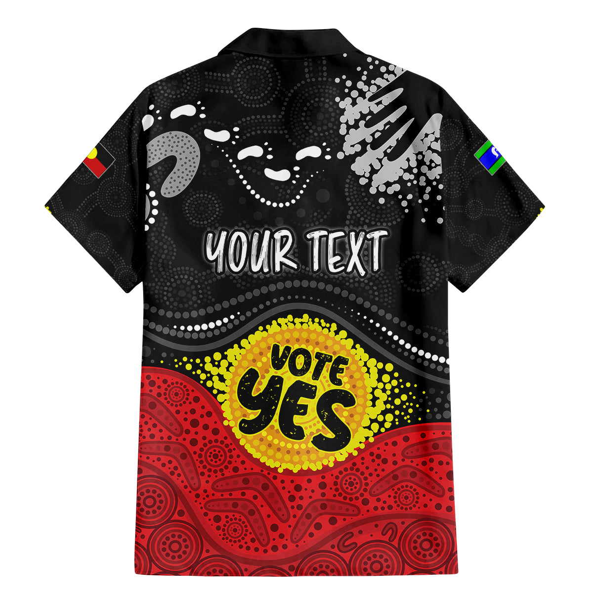 personalised-australia-indigenous-family-matching-mermaid-dress-and-hawaiian-shirt-walk-for-yes-2023-aboriginal-flag-style