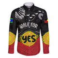 personalised-australia-indigenous-family-matching-off-shoulder-maxi-dress-and-hawaiian-shirt-walk-for-yes-2023-aboriginal-flag-style
