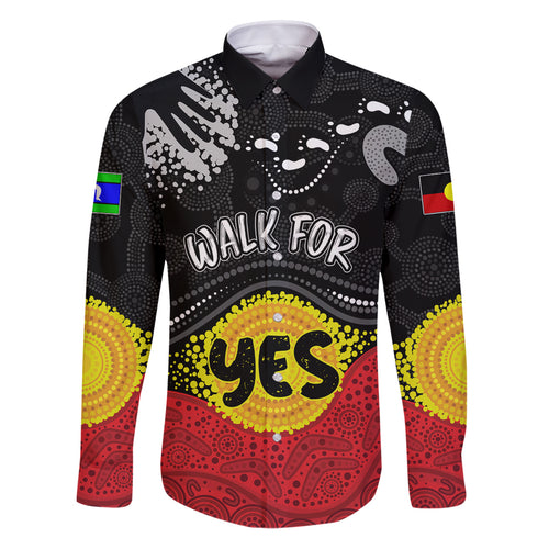 personalised-australia-indigenous-family-matching-puletasi-dress-and-hawaiian-shirt-walk-for-yes-2023-aboriginal-flag-style