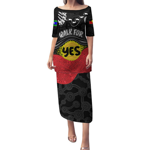personalised-australia-indigenous-family-matching-puletasi-dress-and-hawaiian-shirt-walk-for-yes-2023-aboriginal-flag-style