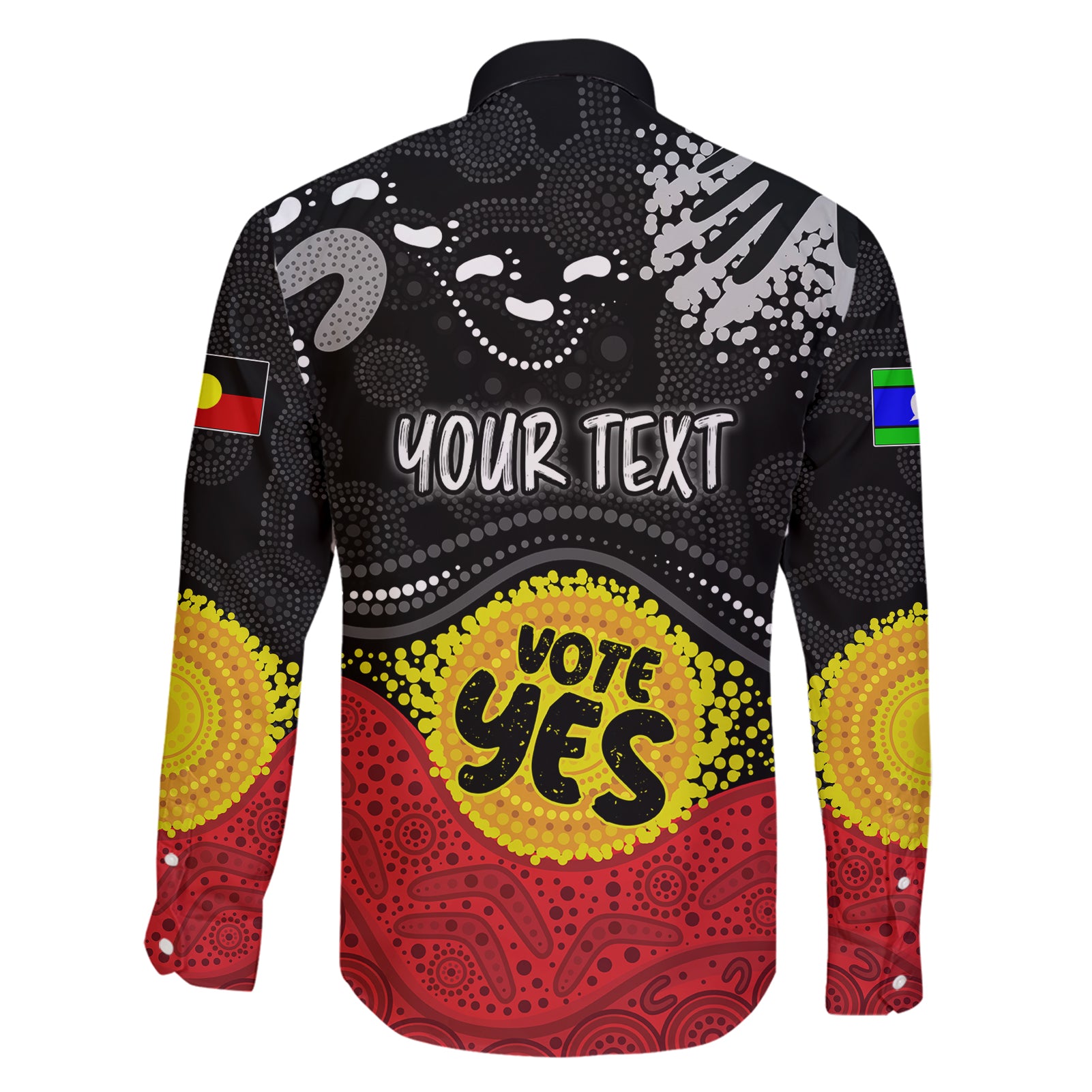 personalised-australia-indigenous-family-matching-short-sleeve-bodycon-dress-and-hawaiian-shirt-walk-for-yes-2023-aboriginal-flag-style