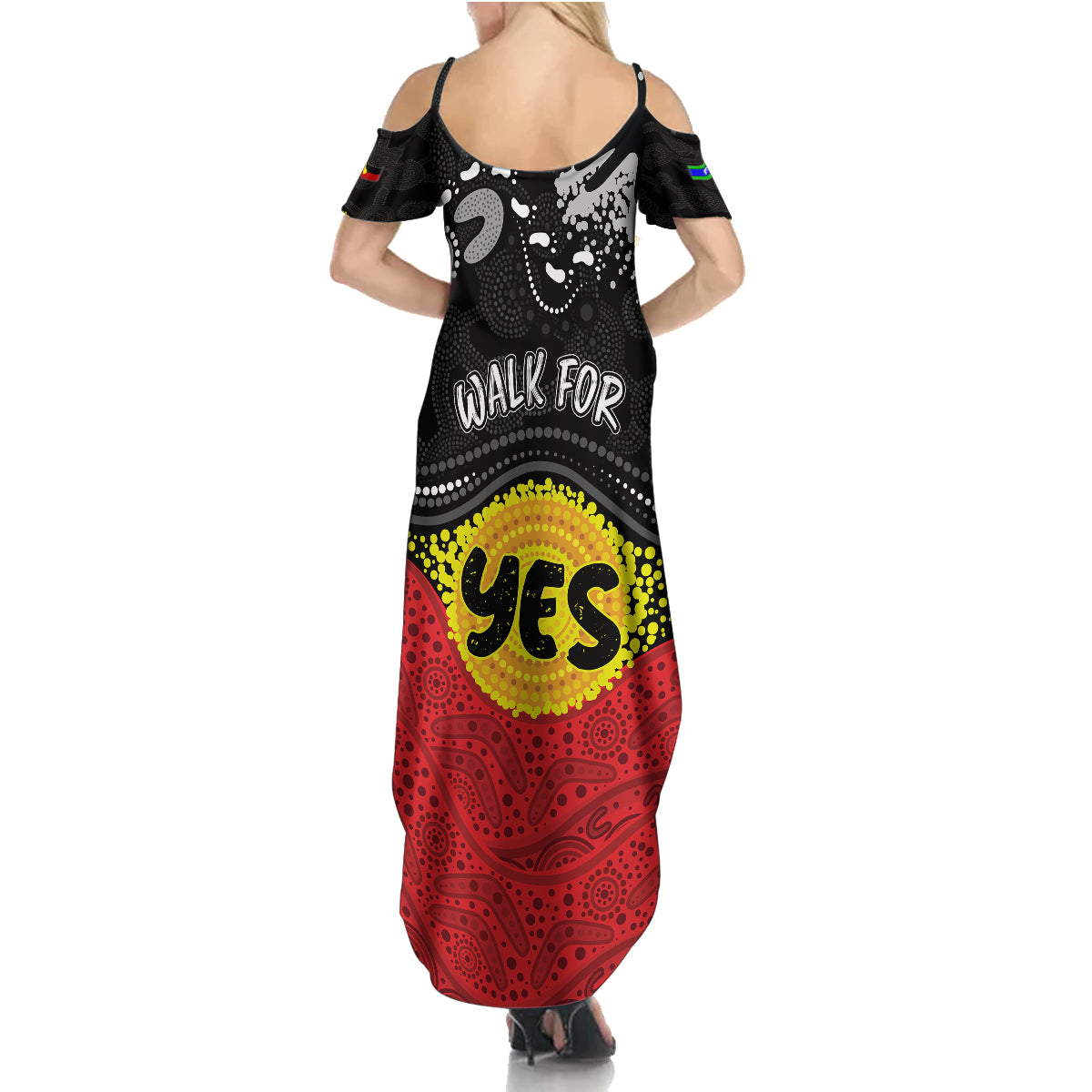personalised-australia-indigenous-family-matching-summer-maxi-dress-and-hawaiian-shirt-walk-for-yes-2023-aboriginal-flag-style
