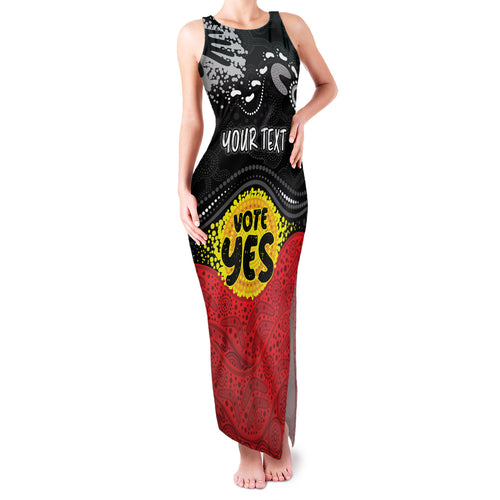 personalised-australia-indigenous-family-matching-tank-maxi-dress-and-hawaiian-shirt-walk-for-yes-2023-aboriginal-flag-style