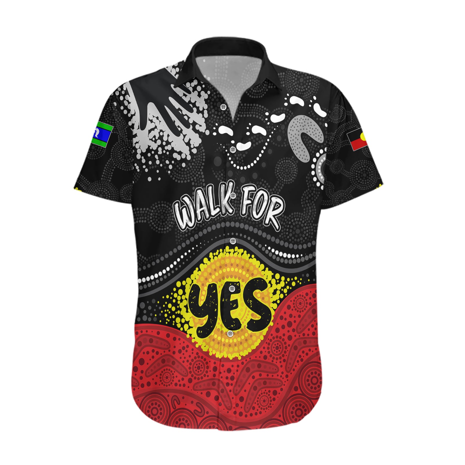 personalised-australia-indigenous-hawaiian-shirt-walk-for-yes-2023-aboriginal-flag-style