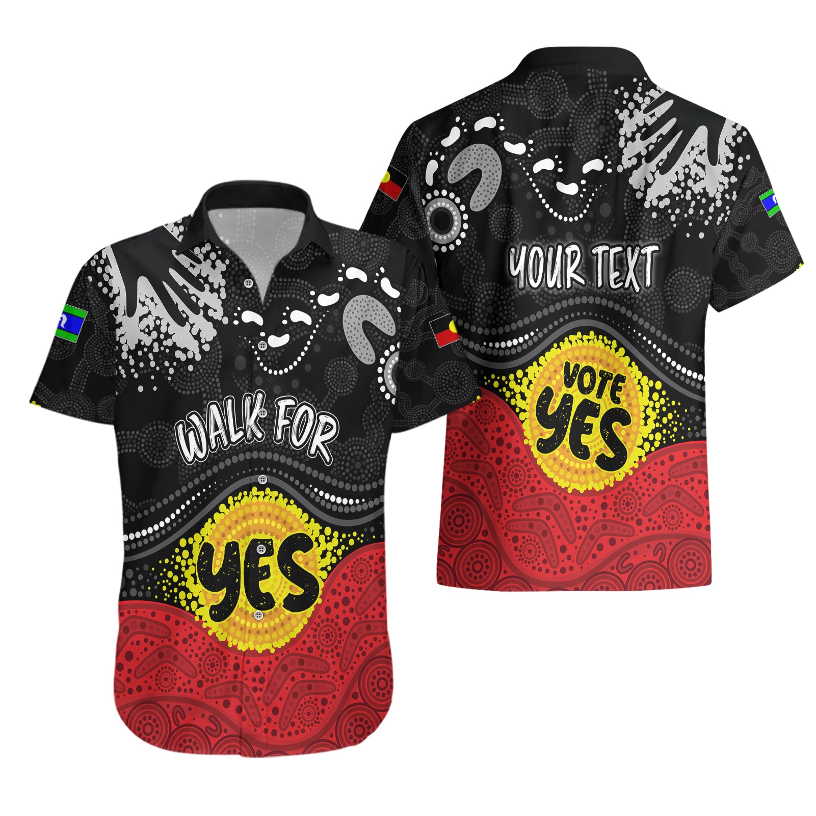 personalised-australia-indigenous-hawaiian-shirt-walk-for-yes-2023-aboriginal-flag-style