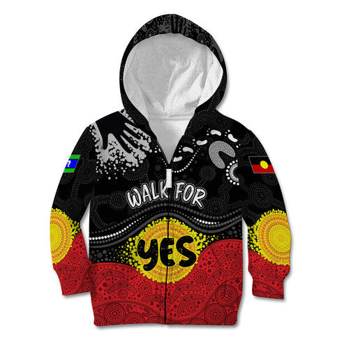 personalised-australia-indigenous-kid-hoodie-walk-for-yes-2023-aboriginal-flag-style