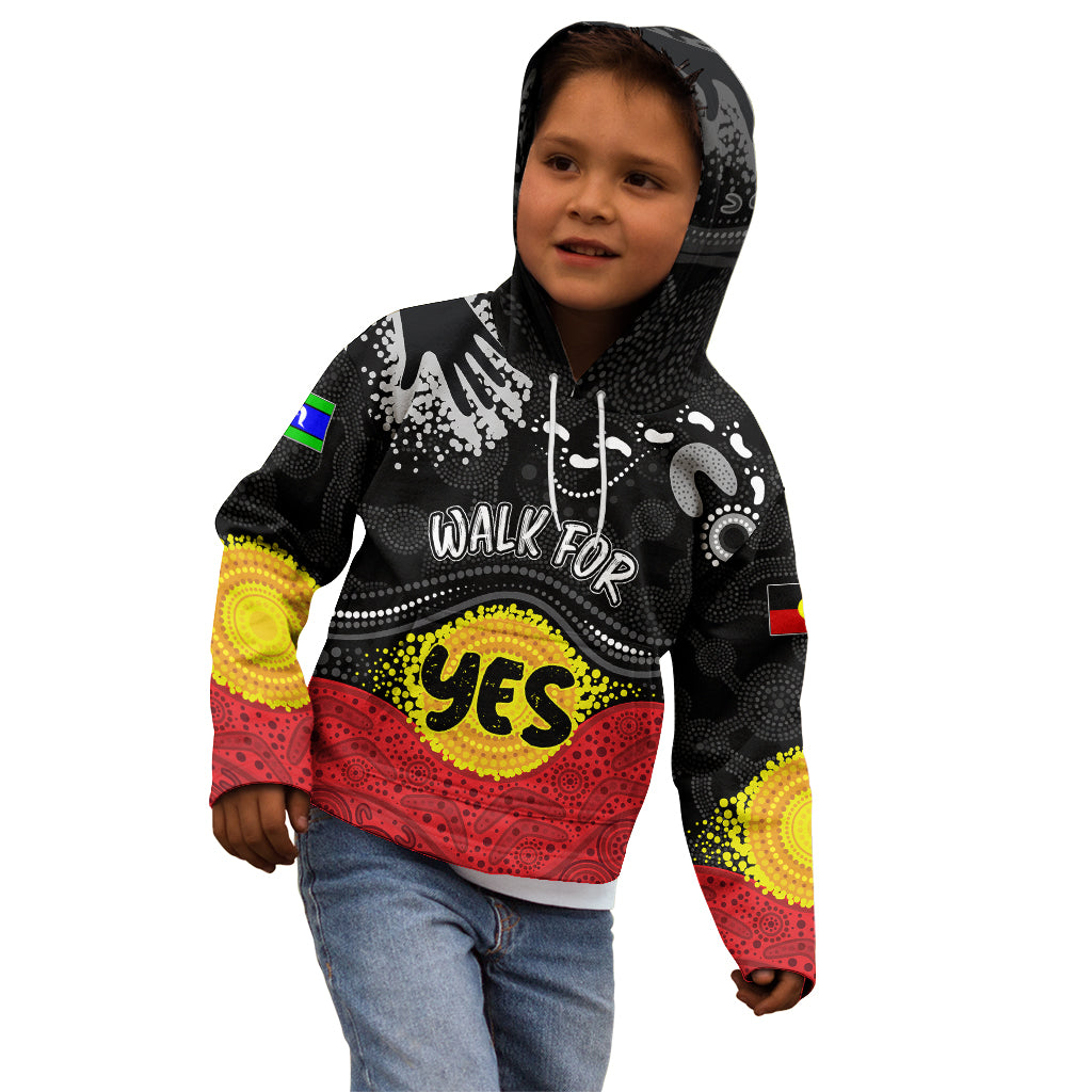 personalised-australia-indigenous-kid-hoodie-walk-for-yes-2023-aboriginal-flag-style