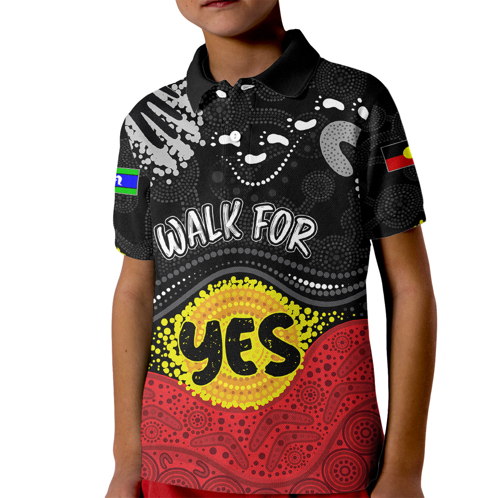 personalised-australia-indigenous-kid-polo-shirt-walk-for-yes-2023-aboriginal-flag-style