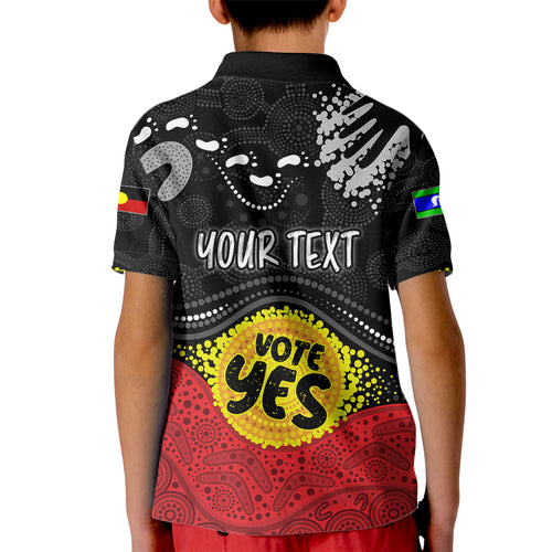 personalised-australia-indigenous-kid-polo-shirt-walk-for-yes-2023-aboriginal-flag-style