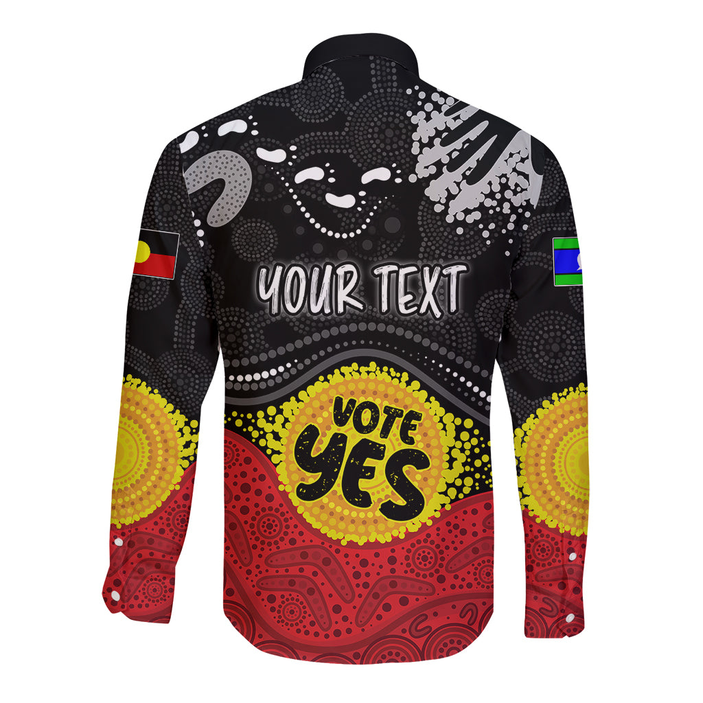 personalised-australia-indigenous-long-sleeve-button-shirt-walk-for-yes-2023-aboriginal-flag-style