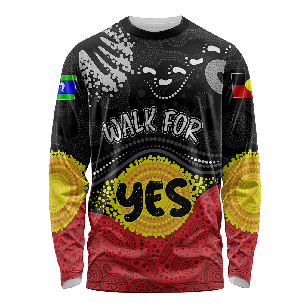 personalised-australia-indigenous-long-sleeve-shirt-walk-for-yes-2023-aboriginal-flag-style