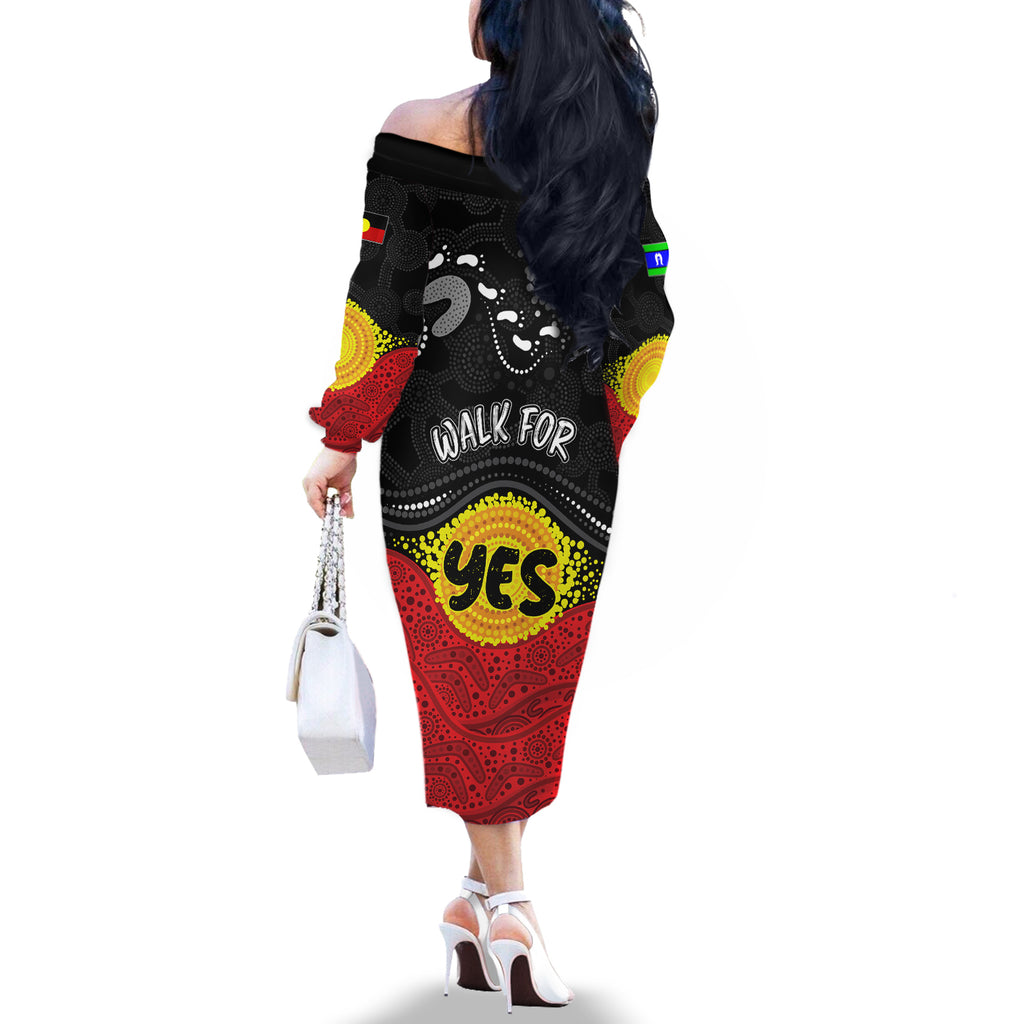 personalised-australia-indigenous-off-the-shoulder-long-sleeve-dress-walk-for-yes-2023-aboriginal-flag-style