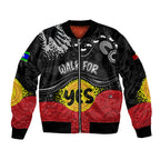 personalised-australia-indigenous-sleeve-zip-bomber-jacket-walk-for-yes-2023-aboriginal-flag-style