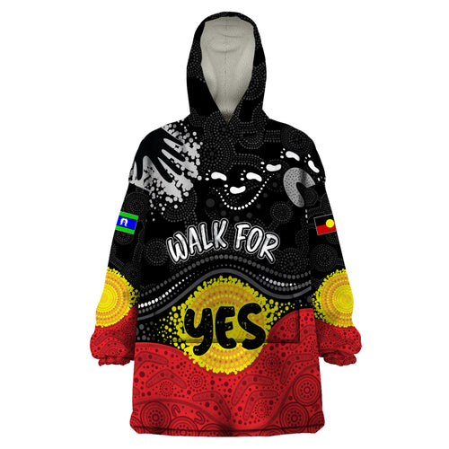 personalised-australia-indigenous-wearable-blanket-hoodie-walk-for-yes-2023-aboriginal-flag-style