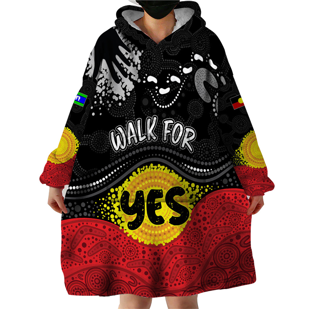 personalised-australia-indigenous-wearable-blanket-hoodie-walk-for-yes-2023-aboriginal-flag-style