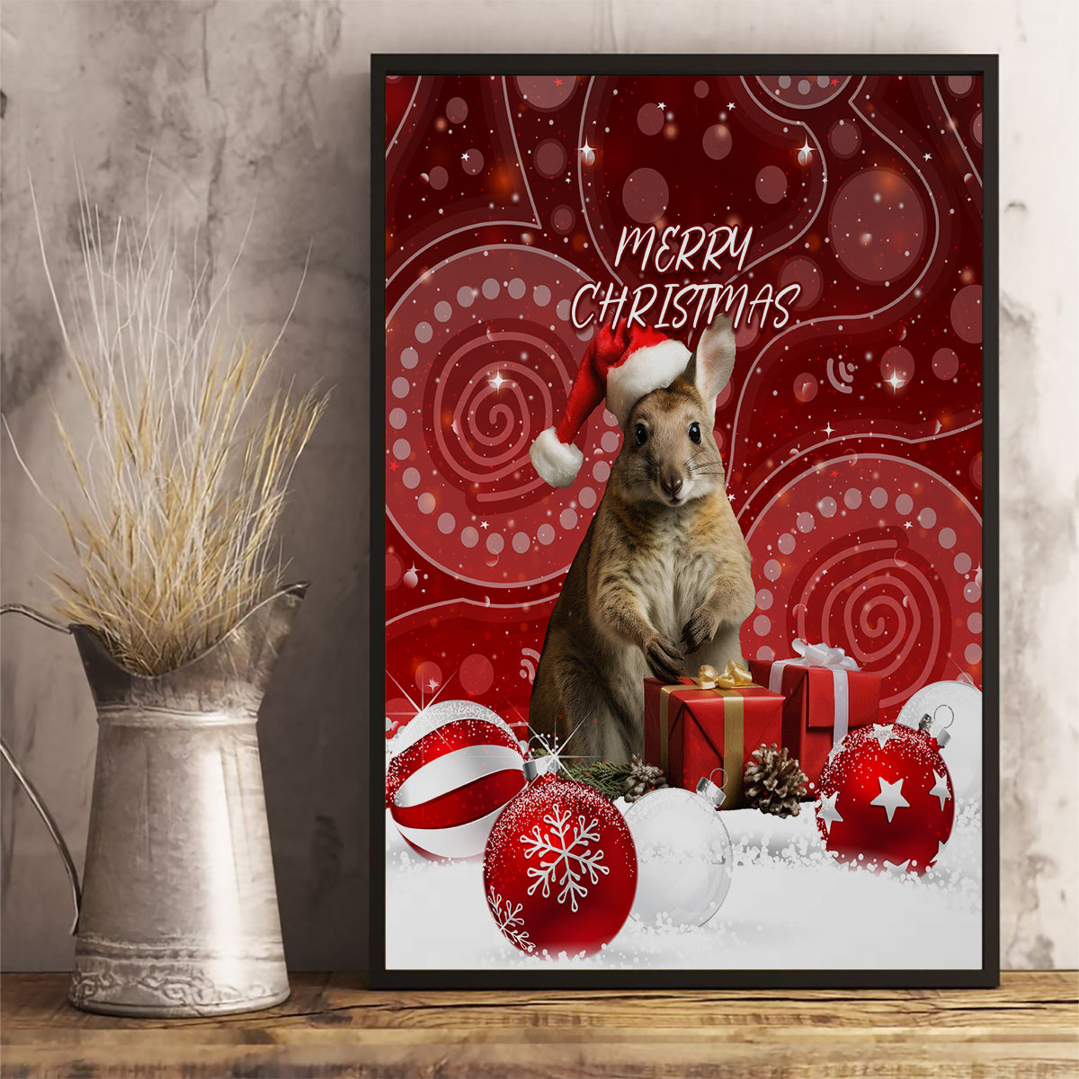 australia-christmas-wallaby-canvas-wall-art-aboriginal-art