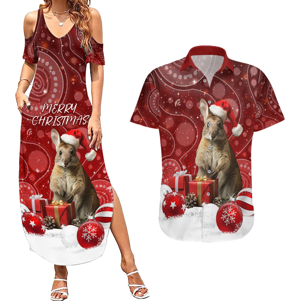 australia-christmas-wallaby-couples-matching-summer-maxi-dress-and-hawaiian-shirt-aboriginal-art