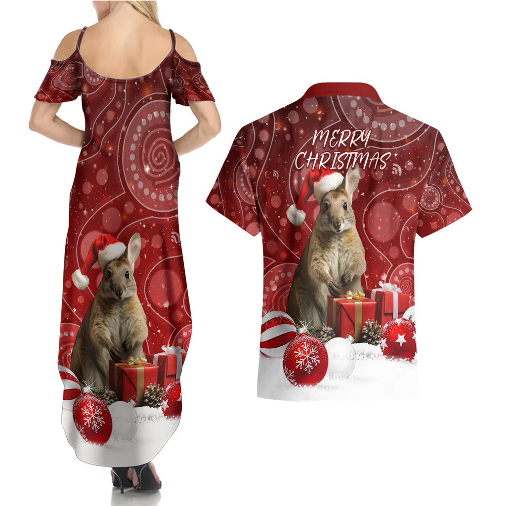 australia-christmas-wallaby-couples-matching-summer-maxi-dress-and-hawaiian-shirt-aboriginal-art