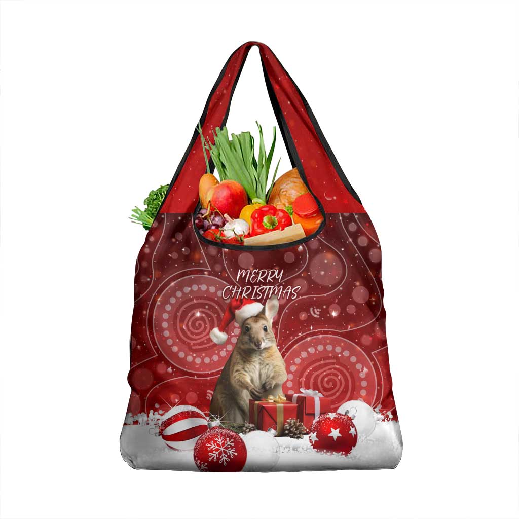 Australia Christmas Wallaby Grocery Bag Aboriginal Art