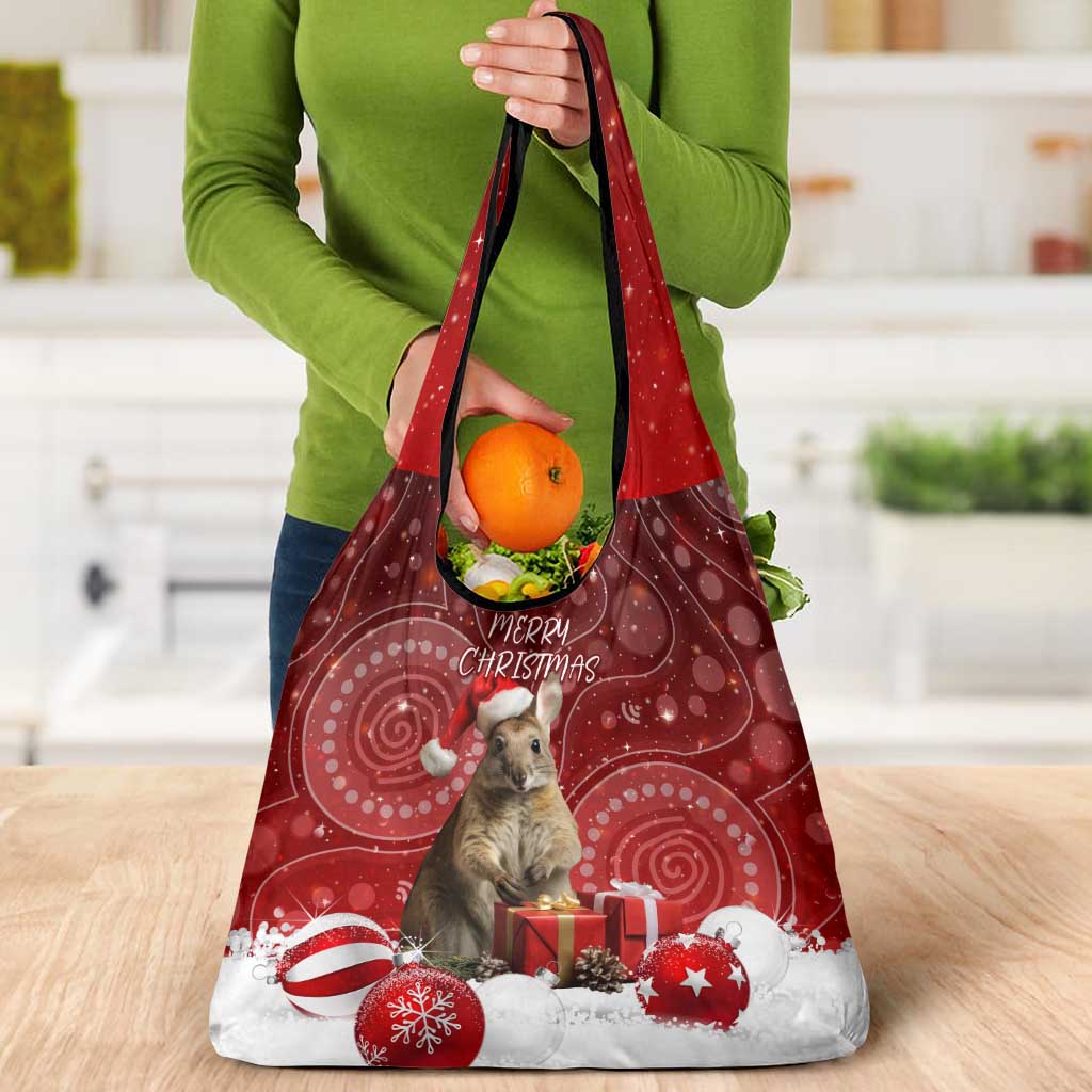 Australia Christmas Wallaby Grocery Bag Aboriginal Art