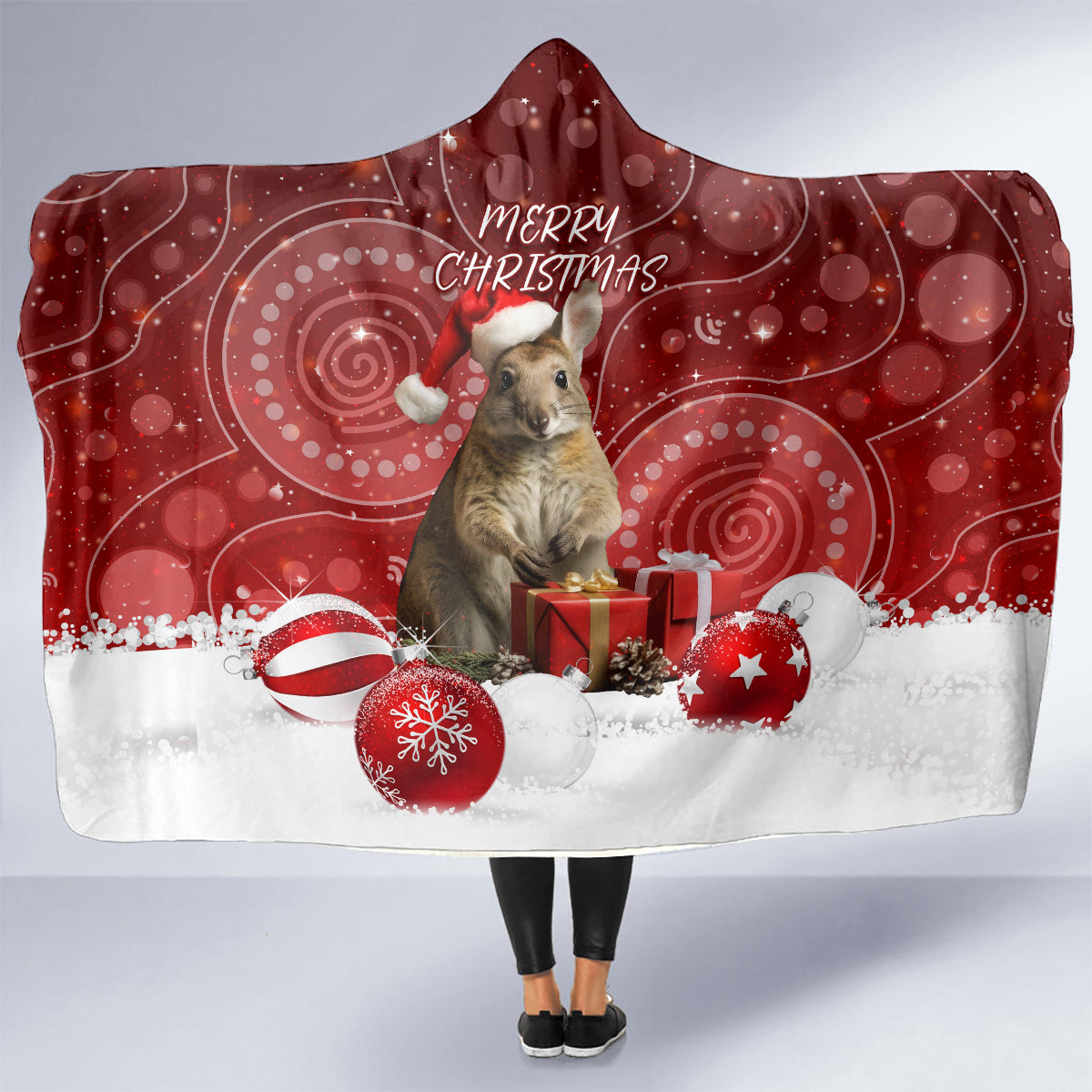 australia-christmas-wallaby-hooded-blanket-aboriginal-art