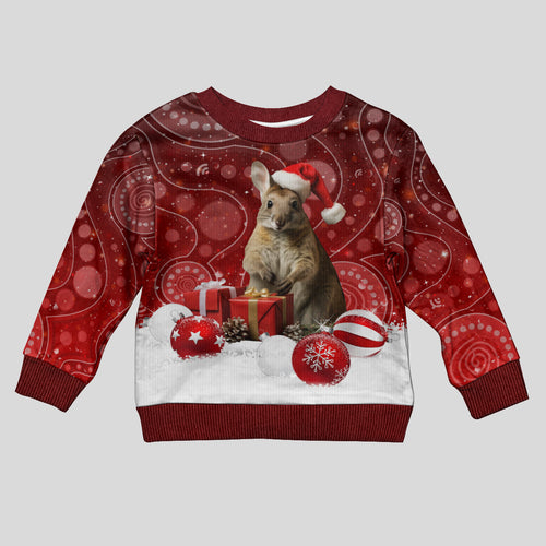 australia-christmas-wallaby-kid-ugly-christmas-sweater-aboriginal-art